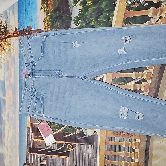 Stefany Jeans Distressed High-Rise Skinny Zippered Ankle Jeans Size 11/12 NEW - Picture 3 of 5
